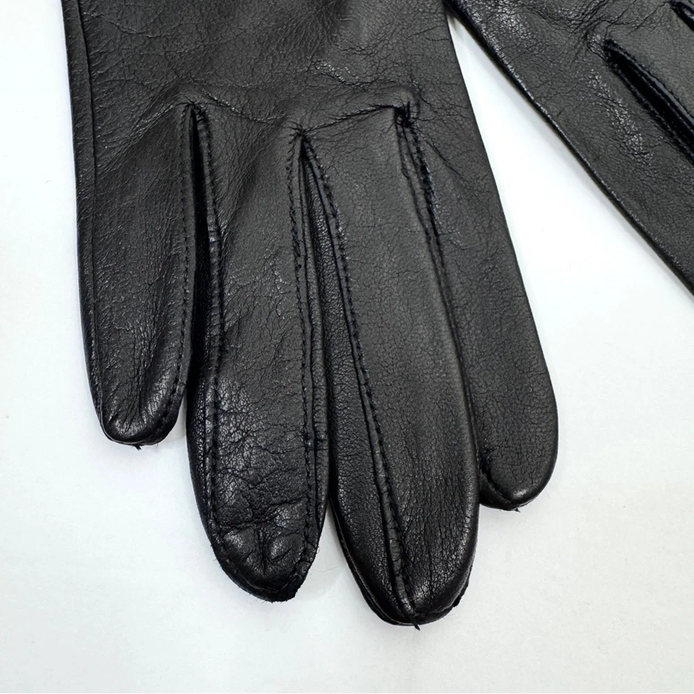 NORDSTROM Leather Gloves Silk Lined NEW Size S Black
